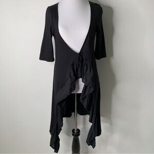 Prairie Underground Women's Black Deep V-Neck Wrap Organic Cardigan Size Small